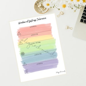 Window of Distress Tolerance Infographic & Worksheet- Digital Download -Rainbow Window of Tolerance image 2