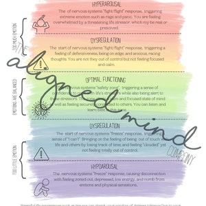 Window of Distress Tolerance Infographic & Worksheet- Digital Download -Rainbow Window of Tolerance image 3