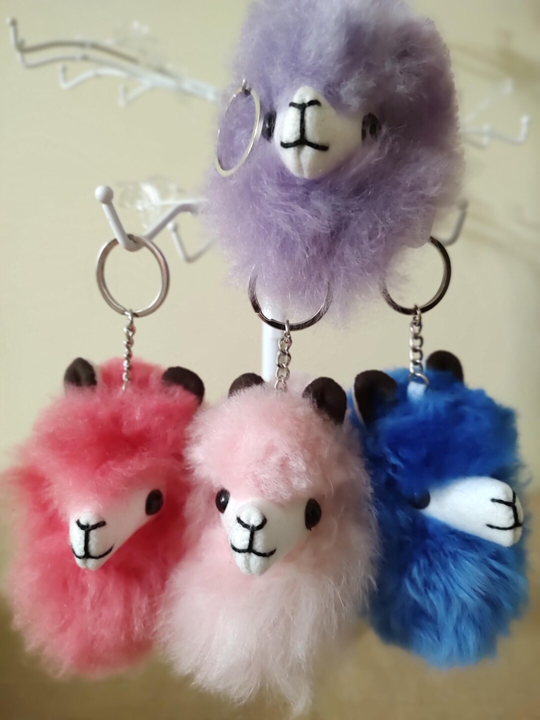 Pygmy Puff Key Chain Whimsical Alpaca Puff Keychain - Etsy