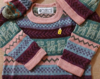 Children's Alpaca Sweater, Hat & Mitten Set