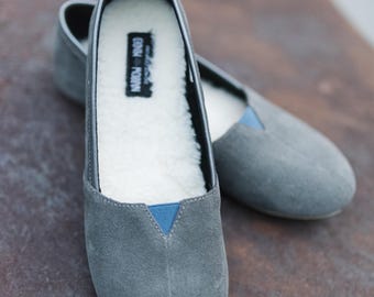 Damenschuhe Schmale Schuhe für Damen Graue Schuhe Graue Slip on Schuhe Schmale Slip-on Schuhe Damenschuhe Wildleder Schmale Damenschuhe