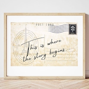 This is Where the Story Begins | Retro Stamp Poster | Postcard Print | Vintage Girlie Print