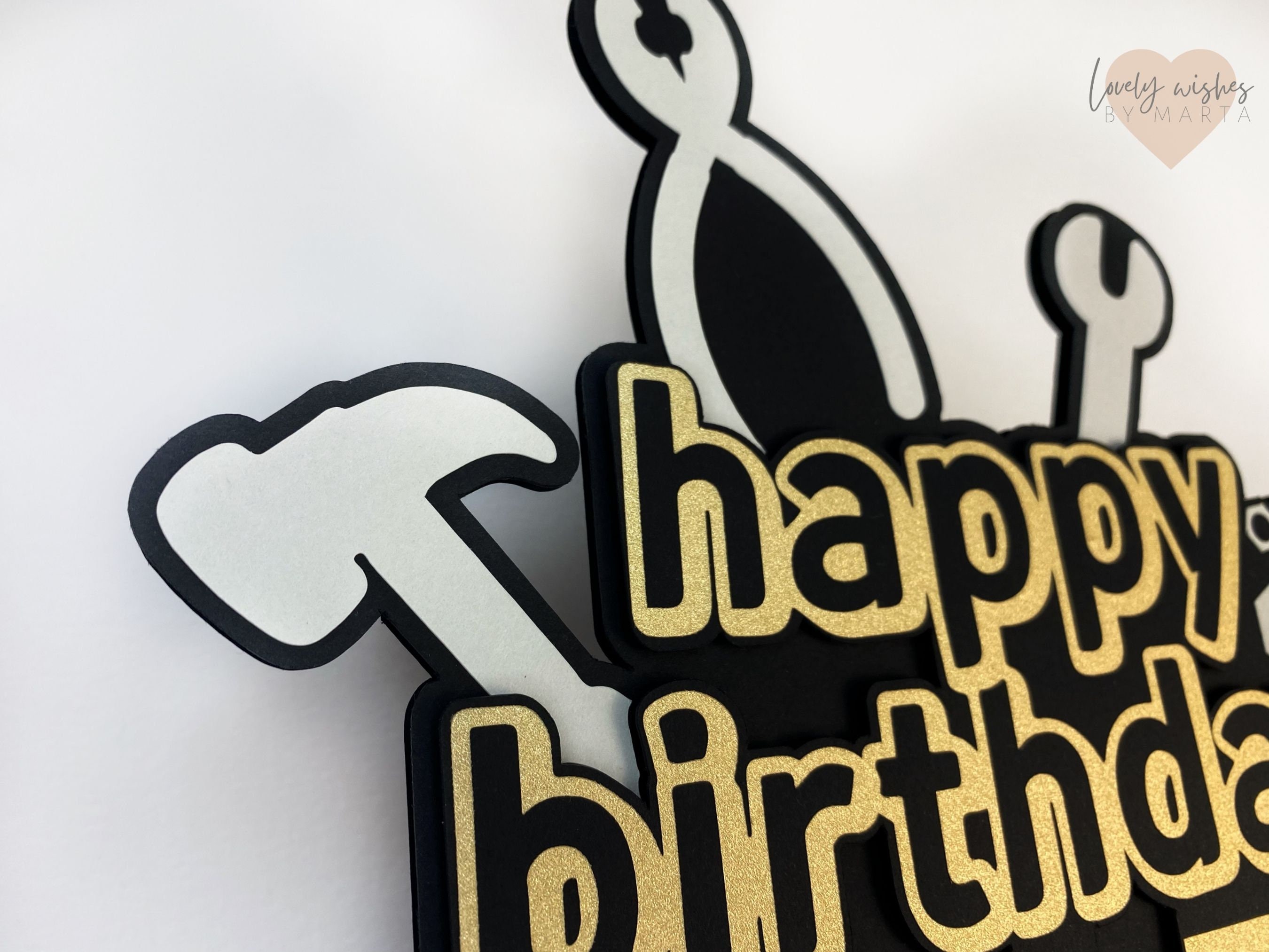Tools Builder Personalized Cake Topper Glitter Birthday Cake Decoration ...