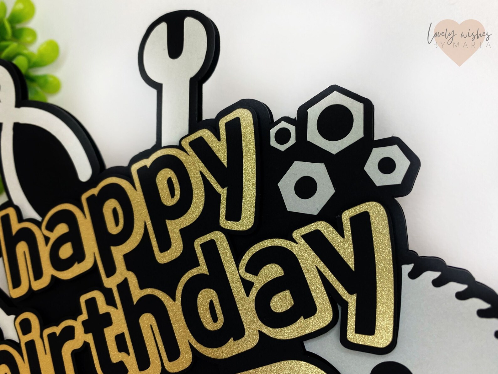 Tools Builder Personalized Cake Topper Glitter Birthday Cake Decoration ...