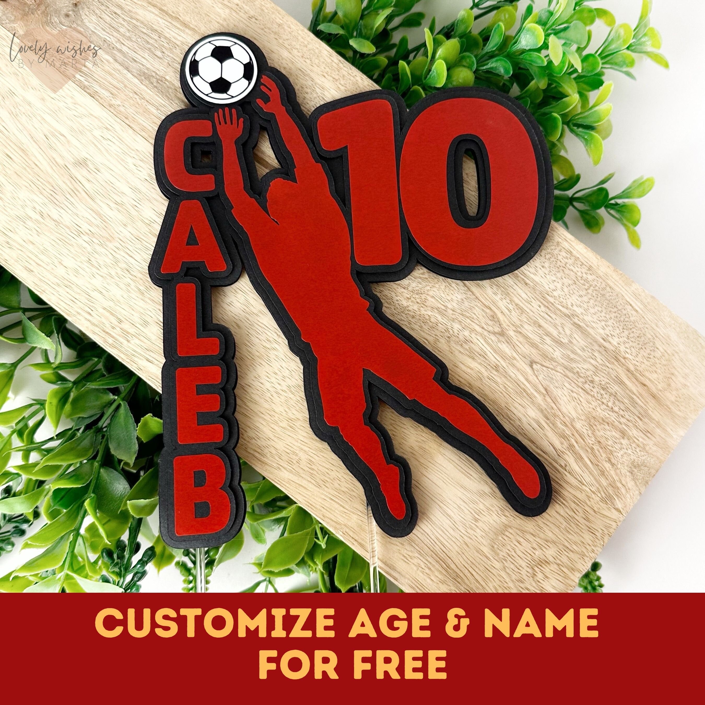 Goalkeeper football birthday cake topper age cake topper