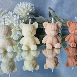 Mini knitted teddy bear candle, bear, bear teddy, guest gift, party bag gift