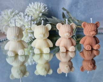 Mini knitted teddy bear candle, bear, bear teddy, guest gift, party bag gift