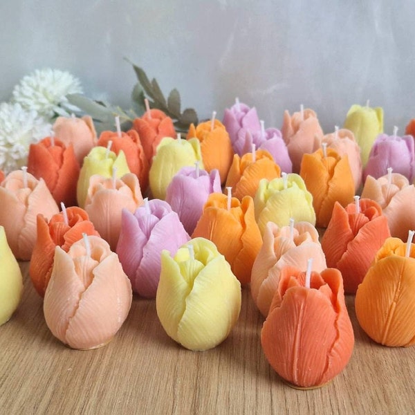 Tulpe Kerze Blume, Gastgeschenk Mitgebsel , Motivkerze handmade,