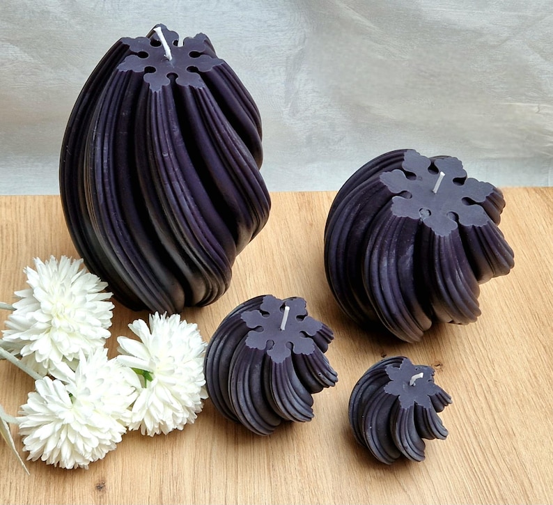Swirl Candle Set XXL, Black Edition, Wave, Twist, Spiral Candle, Spiral