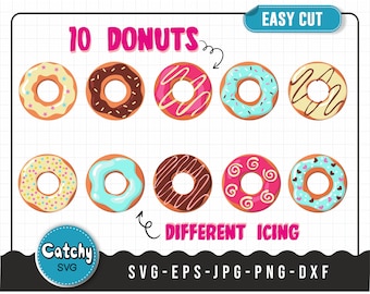 Donut SVG, Donut SVG Bundle, Donut Png Svg Eps Dxf, Donut Clipart, Donut Cut Files, Sprinkle Donuts, Cake Svg, Dessert Svg, Sprinkles Svg