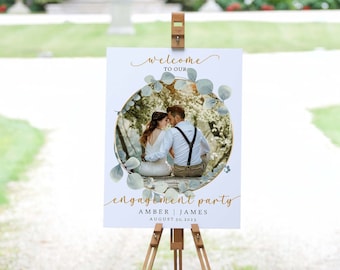 Klassisches Engagement Party Willkommen Poster Vorlage, 18x24", Bearbeitbares Templett, Boho Modern Verlobungsschild