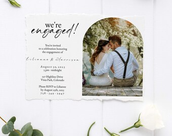 DRUCKBARE Minimalistische Verlobungseinladung, downloadbare doppelseitige Verlobungseinladung, personalisierbare Hochzeitsvorlage, 5x7"