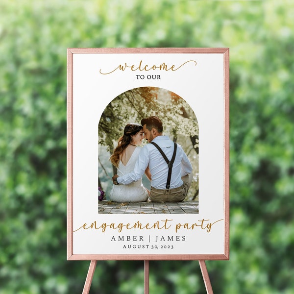 Engagement Party Welcome Poster Template, 18x24", Editable Templett, Boho Modern Engagement Sign