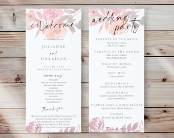 DRUCKBARES DIY Hochzeits-Programm, editierbares Zeremonienprogramm, personalisierte Zeitleiste, Templett-Download, individualisierbares Programm