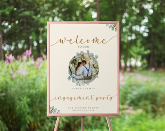 VerlobungSparty Willkommen Poster Vorlage, 18x24", Bearbeitbares Templett, Boho Modern Verlobungsschild