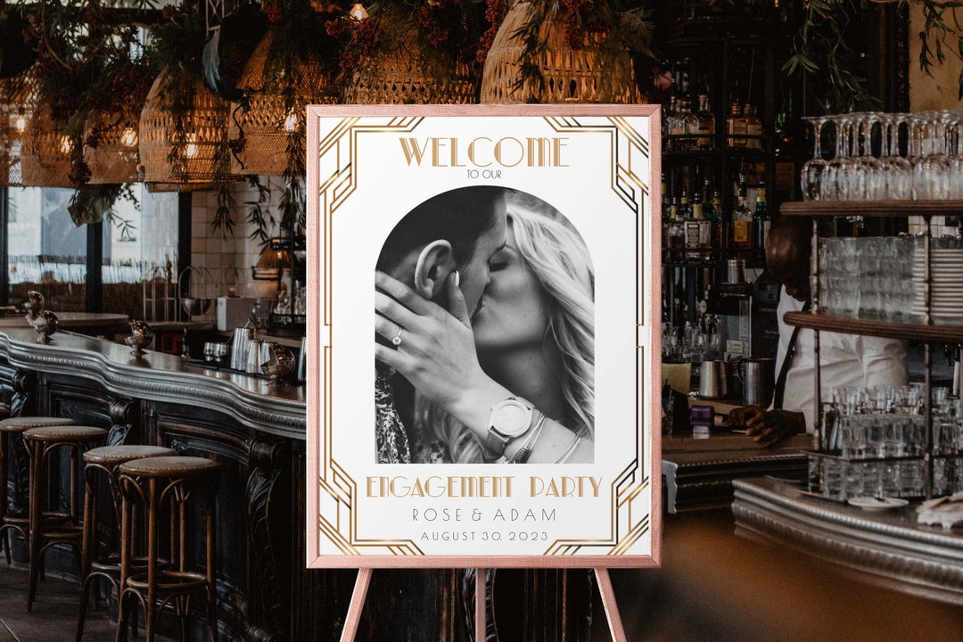 ART DECO Engagement Party Welcome Poster Template, 18x24