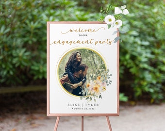 VerlobungSparty Willkommen Poster Vorlage, 18x24", Bearbeitbares Templett, Whimsical Floral, Boho Verlobungsschild