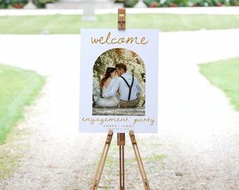 DIY Verlobungspaket - Sign and Invitation Template, doppelseitig, 5x7" | 18x24", Bearbeitbares Templett, Boho Modern Verlobungsschild