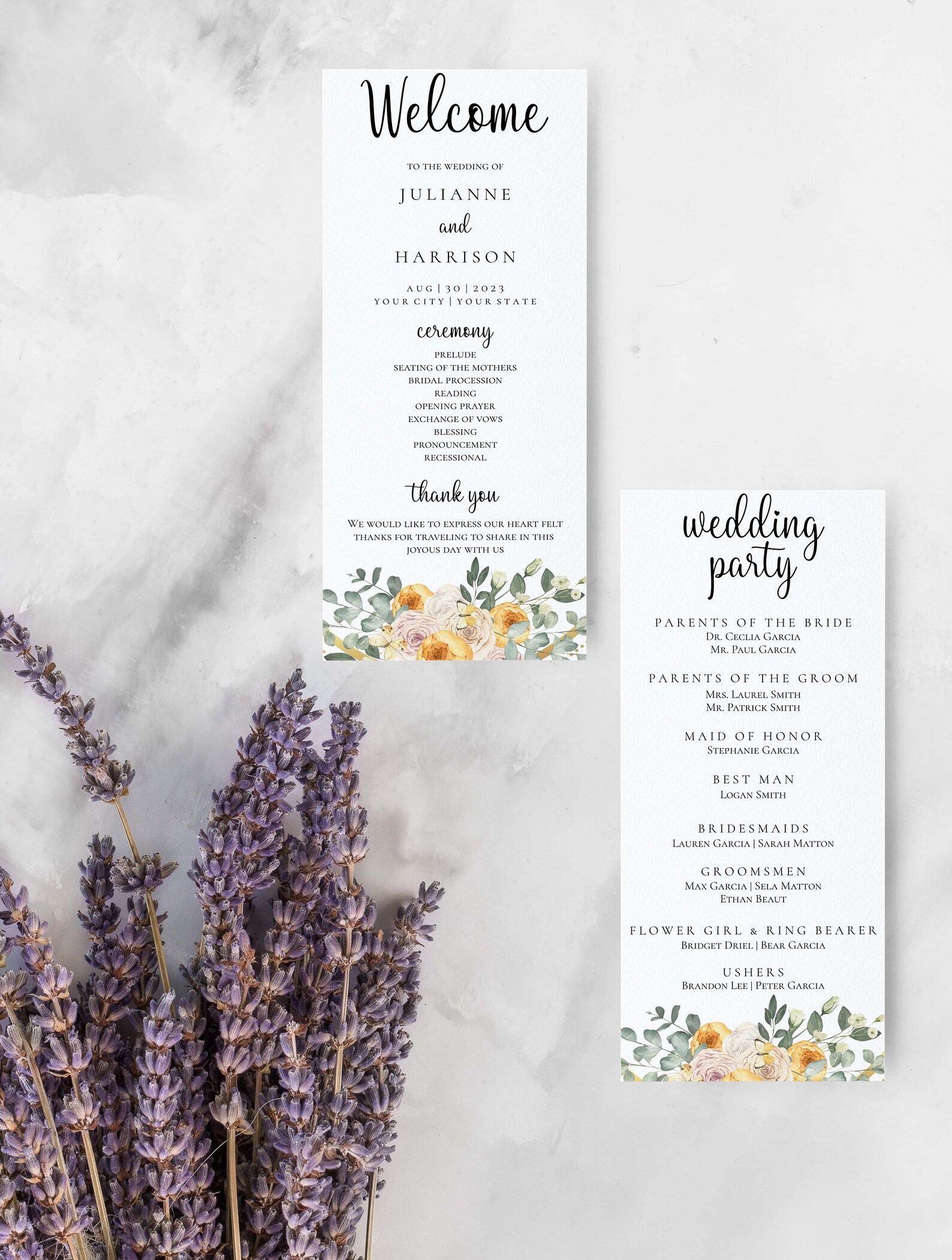 PRINTABLE DIY Floral Wedding Program, Editable Ceremony Program ...