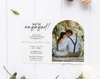 DIY Verlobungspaket - Sign and Invitation Template, doppelseitig, 5x7" | 18x24", Bearbeitbares Templett, Boho Modern Verlobungsschild