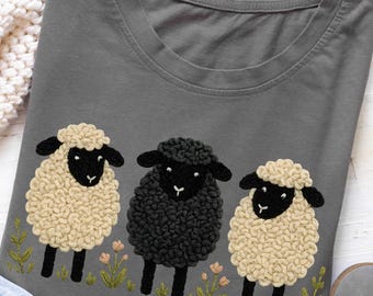 Whimsical Sheep Trio PNG, Faux Yarn, Digital Download, Commercial Use