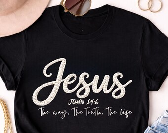 Jesus Pearl PNG Christian Shirt Design John 14:6 Bible Verse, Digital Download