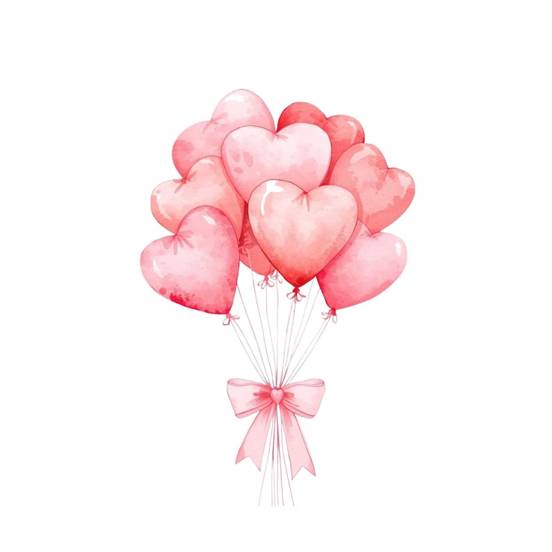 Watercolor Heart Balloon Clipart Bundle, Valentines Day, Wedding, Love ...