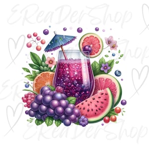 25 Fruit Juices Clipart, Fruit Cocktail bundle, Fruit Juice, Fruit Drinks bundle, Bubble Juice, PNG,  Digital Download, Commercial Use