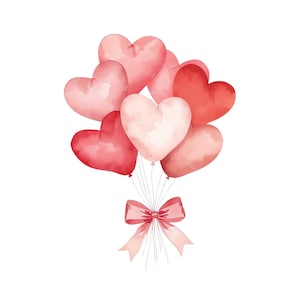 Watercolor Heart Balloon Clipart Bundle, Valentines Day, Wedding, Love ...