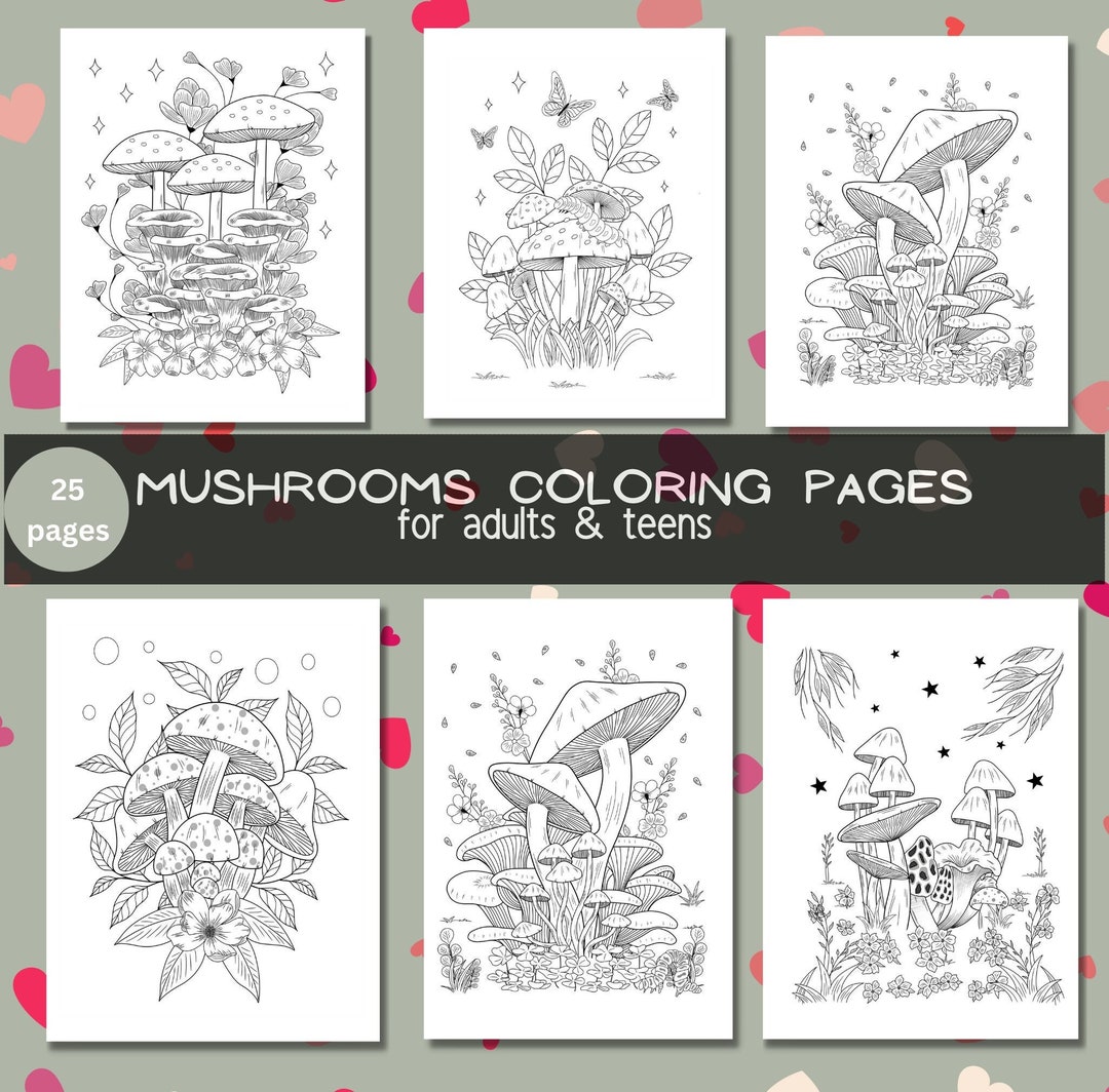 Mushroom Colouring Pages, Mindfulness Colouring, Colouring Pages for ...