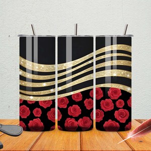 Luksusowy projekt Love Affair Red Rose, 20 oz Skinny Tumbler Sublimacja, PNG, Opakowanie na kubek dla minimalistów, Cyfrowe, Do pobrania, Użytek komercyjny