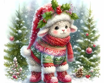 15+ Cute  Christmas Animals, Christmas Clipart, PNG, Christmas Printable, Junk Journals,  Paper Crafting Digital Download, Commercial use