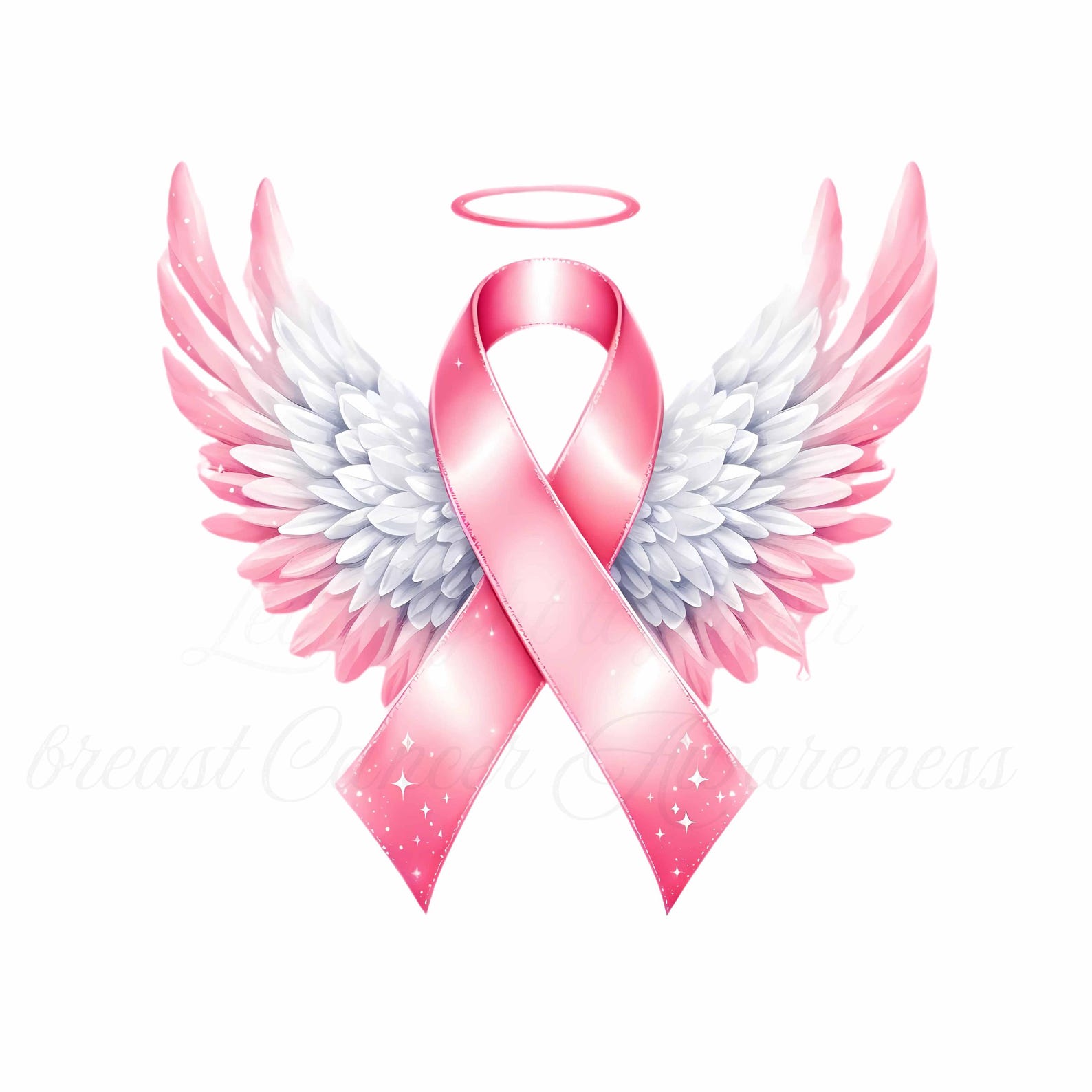 12 Angel Wings Pink Ribbon Png, Breast Cancer Awareness Clipart ...
