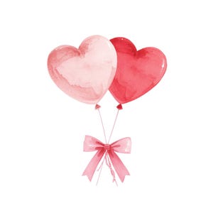 Watercolor Heart Balloon Clipart Bundle, Valentines Day, Wedding, Love ...