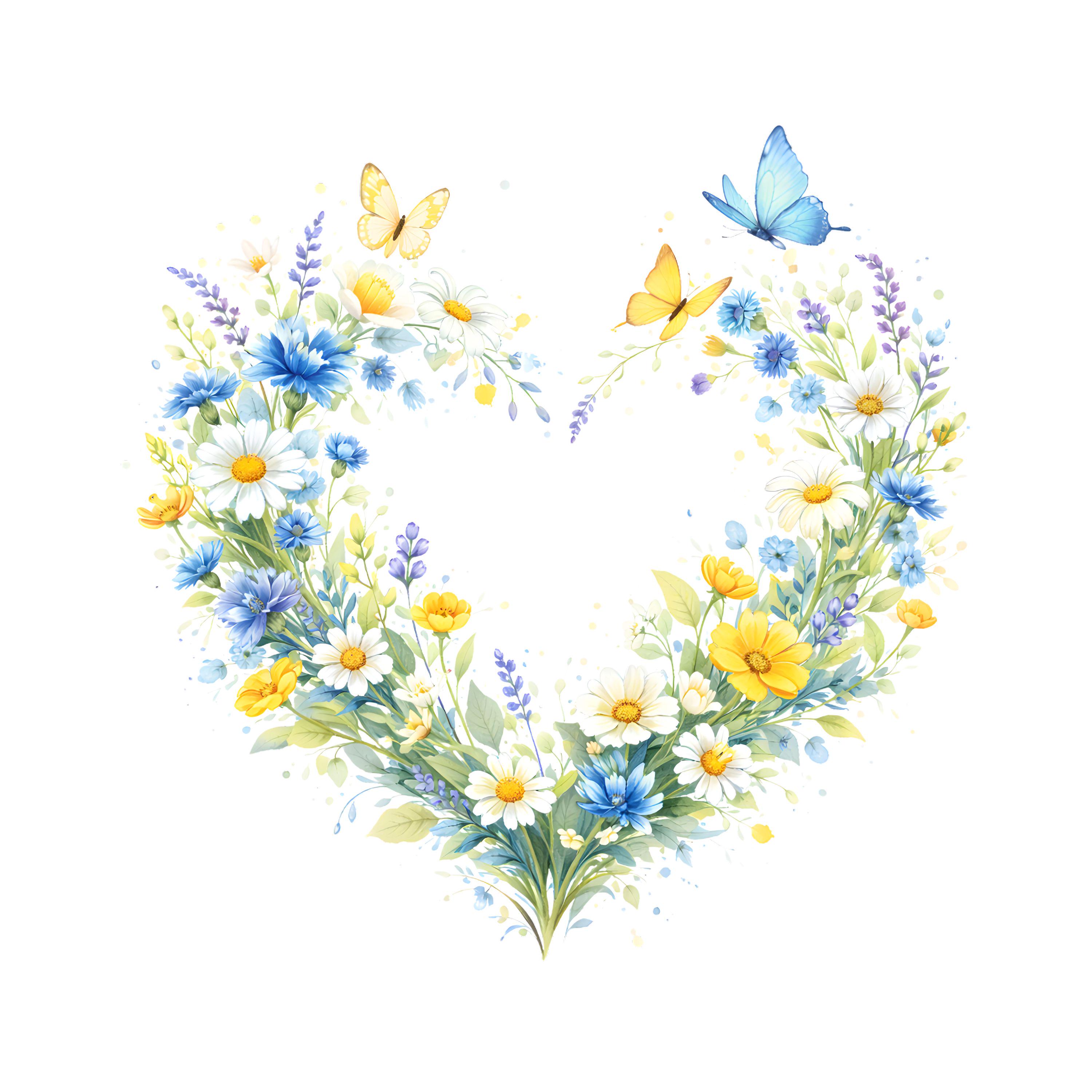 17 Watercolor Floral Heart Wreath Clipart | Romantic Flower Frames ...