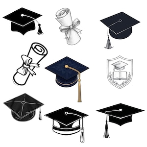 15 Graduation Cap bundle, SVG, PNG, JPEG Graduation Cap, Graduation 2025, Graduation Diploma Scroll, Pencil Drawn Scroll, Digital Download,