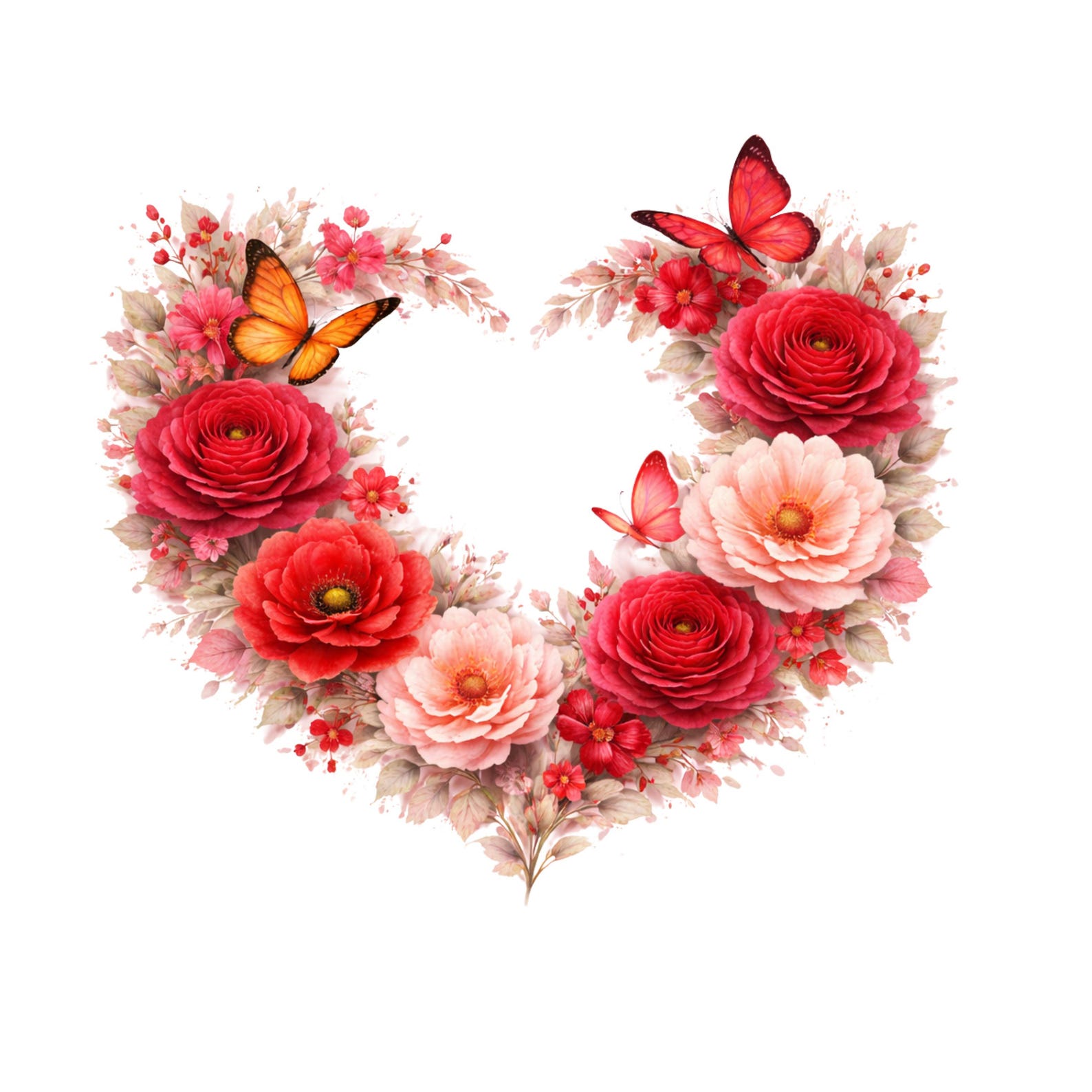 17 Watercolor Floral Heart Wreath Clipart | Romantic Flower Frames ...
