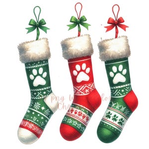 24 Watercolor Christmas Sock, Isolated Christmas Socks, For Personalisation, Christmas Ornaments Decor, PNG Digital Download, Commercial Use