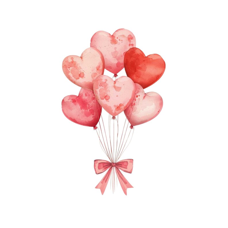 Watercolor Heart Balloon Clipart Bundle, Valentines Day, Wedding, Love ...