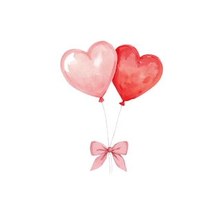 Watercolor Heart Balloon Clipart Bundle, Valentines Day, Wedding, Love ...