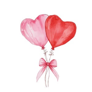 Watercolor Heart Balloon Clipart Bundle, Valentines Day, Wedding, Love ...