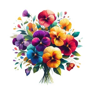 17 Watercolor Pansy Clipart, Pansy Floral Bouquet Clipart,  Pansy PNG, Pansy Vases, Pansy Bouquet, Digital Download, Commercial use
