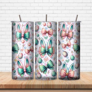 Easter Coquette Bow Tumbler Wrap, 20Oz Skinny Straight Tumbler Sublimation Design, Easter Bunny, Eggs, PNG, Instant Download, Commercial use