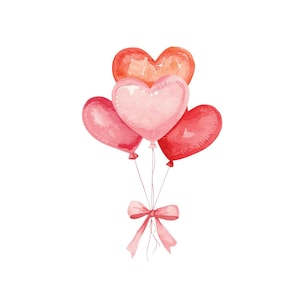 Watercolor Heart Balloon Clipart Bundle, Valentines Day, Wedding, Love ...