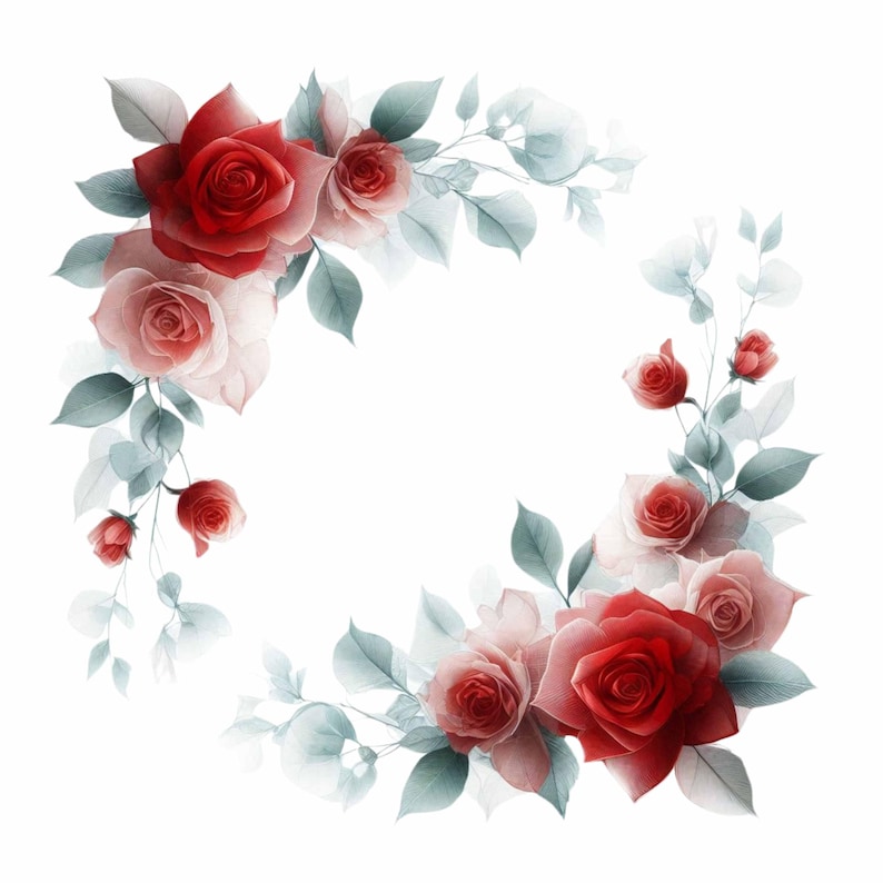 16 Red Rose Borders, Rose Flower Abstracts, Clipart, Roses, Floral ...