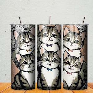 Adorable Cats 20 oz Skinny Tumbler Sublimation, Cute Cats Tumbler wrap, PNG, Cat lovers, Tumbler Wrap, Digital Download, Commercial use