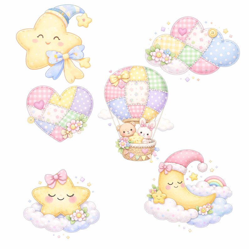 Pastel Patchwork Alphabet & Numbers PNG Bundle | Nursery Clipart ...