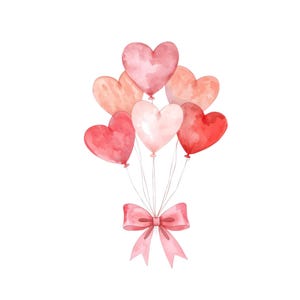 Watercolor Heart Balloon Clipart Bundle, Valentines Day, Wedding, Love ...