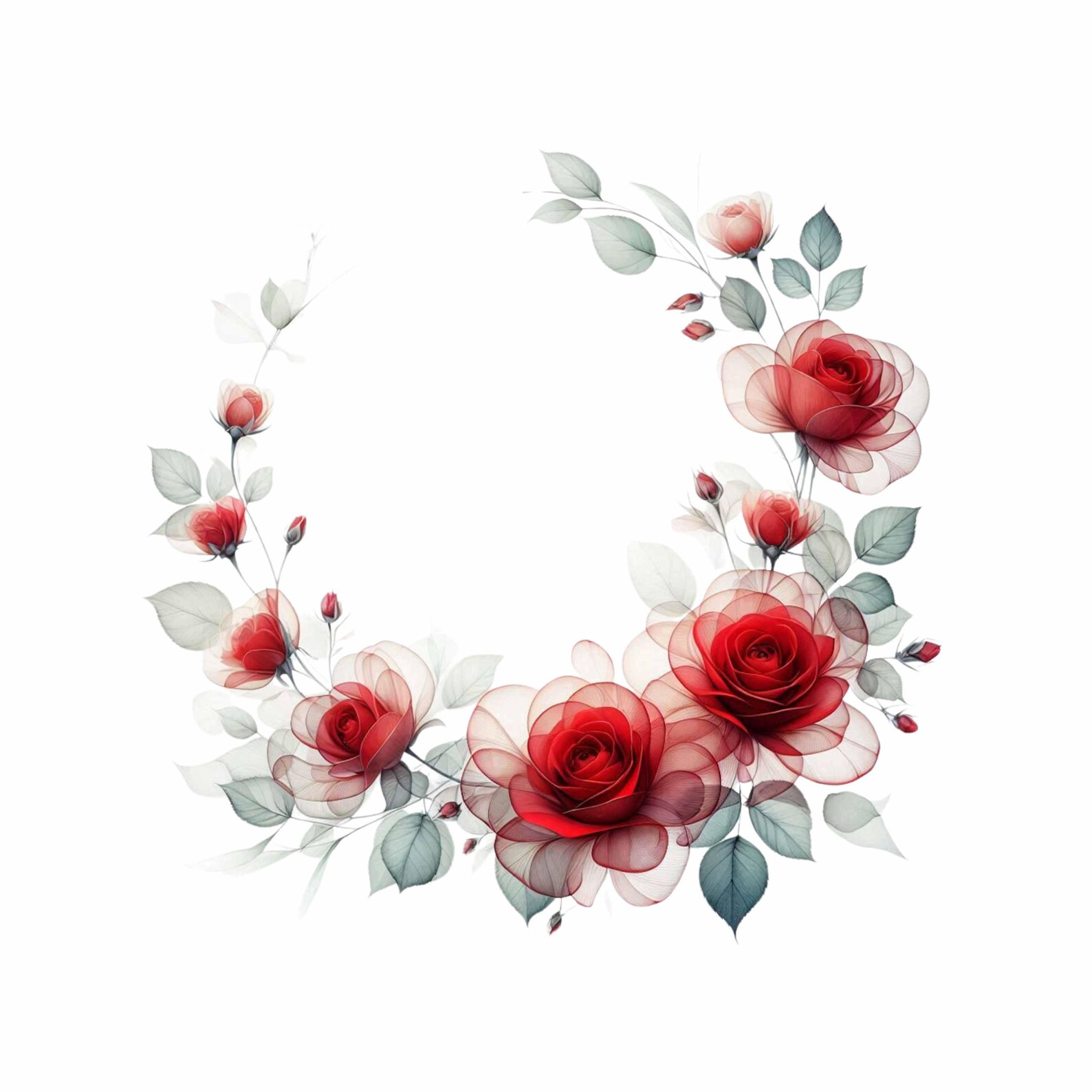 Red Rose Floral Border Clipart, Printable PNG, (digital Download) - Etsy