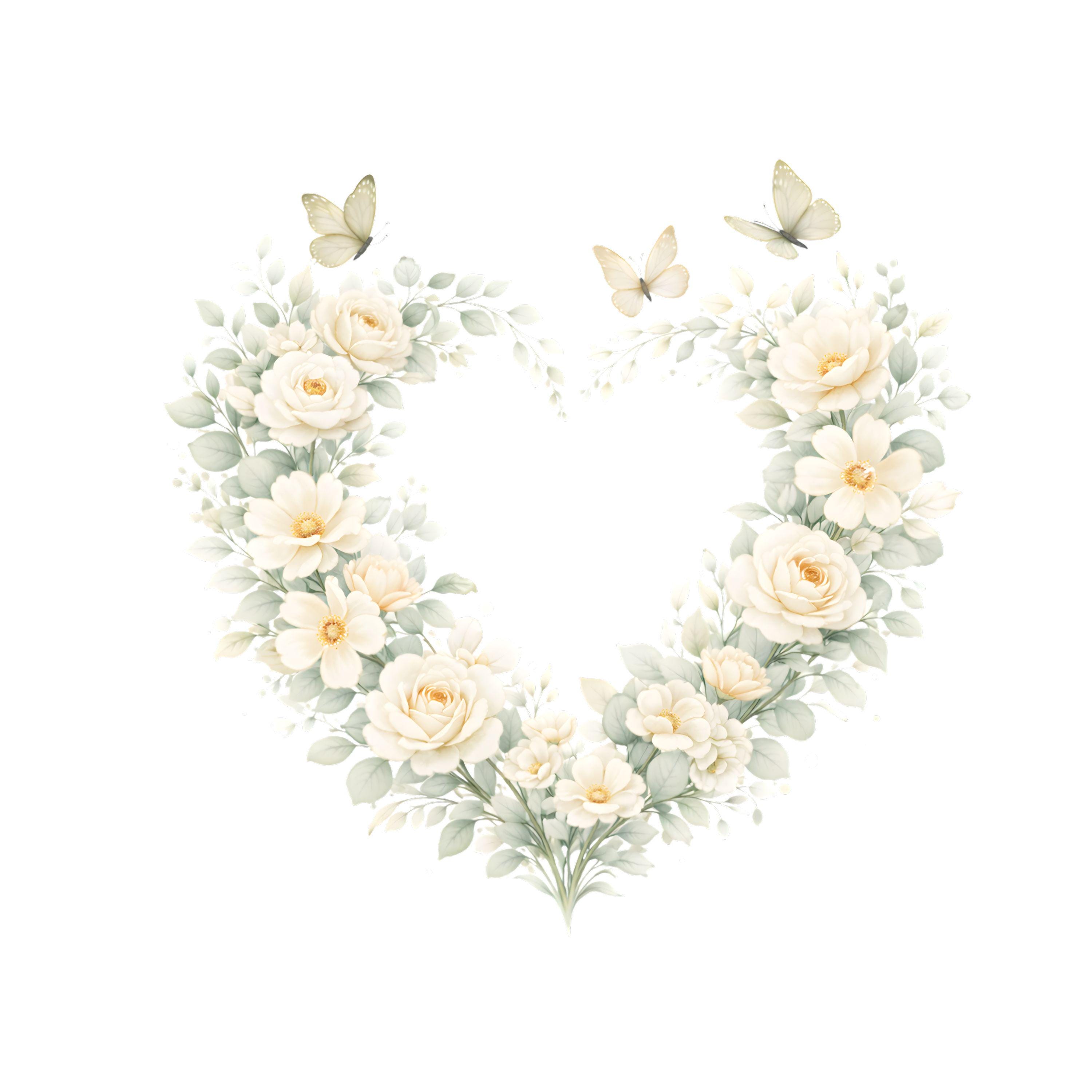 17 Watercolor Floral Heart Wreath Clipart | Romantic Flower Frames ...